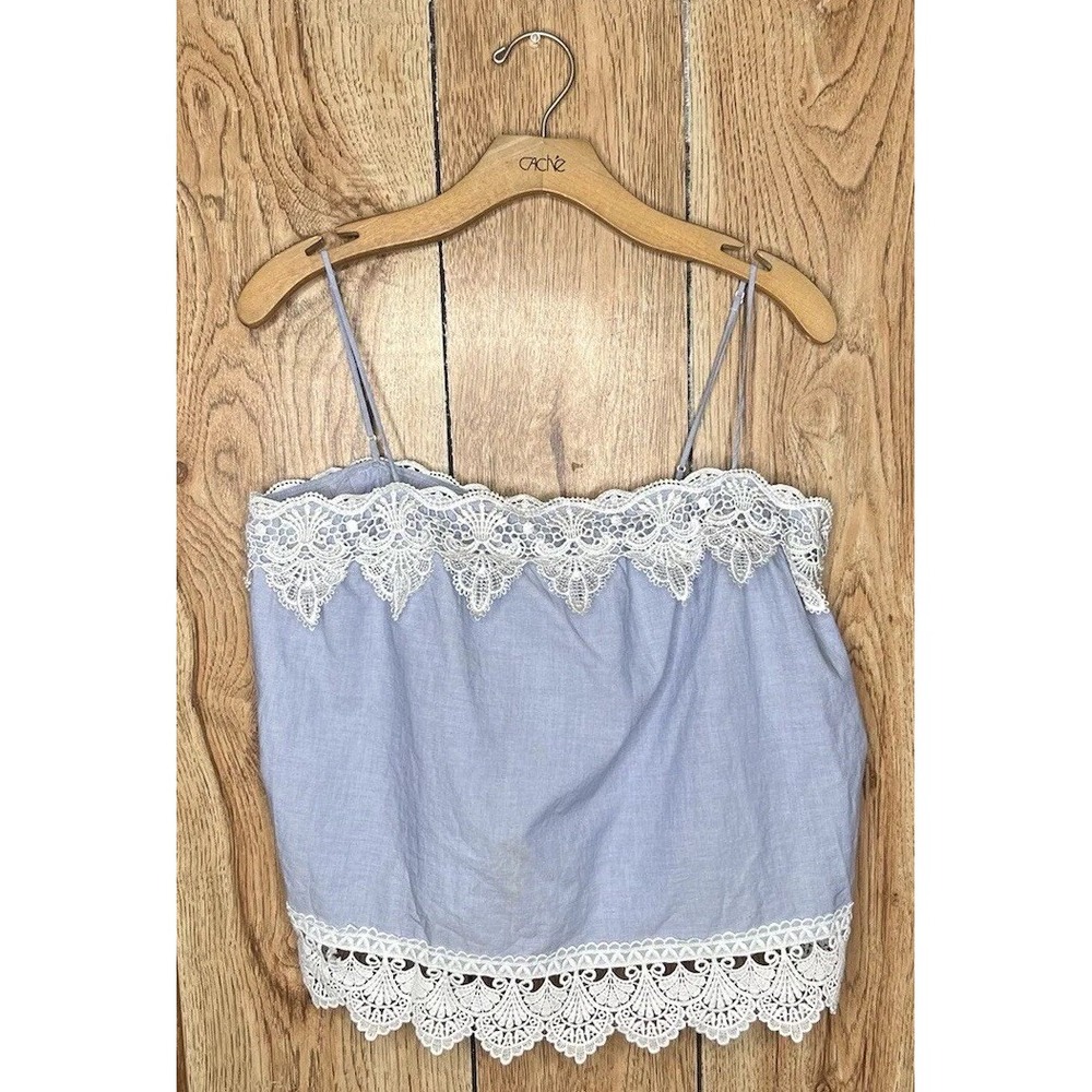 EXPRESS Womens Lace Pastel‎ Blue Cami  Crop Top SZ S Dressy Party Top Adjustable